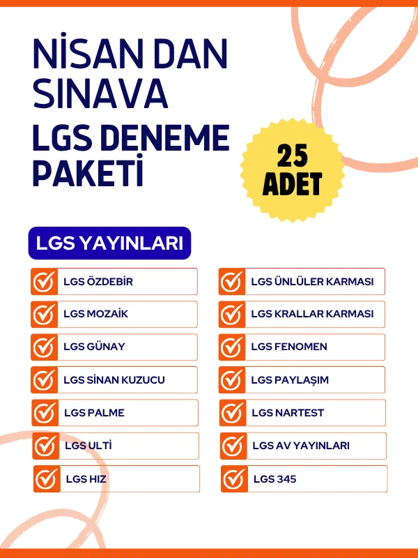 NİSAN DAN SINAVA LGS DENEME PAKETİ ( 25 ADET)