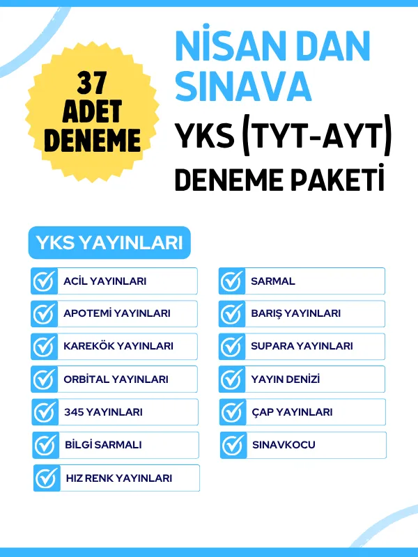 NİSAN DAN SINAVA YKS (TYT-AYT) DENEME PAKETİ (37 ADET)