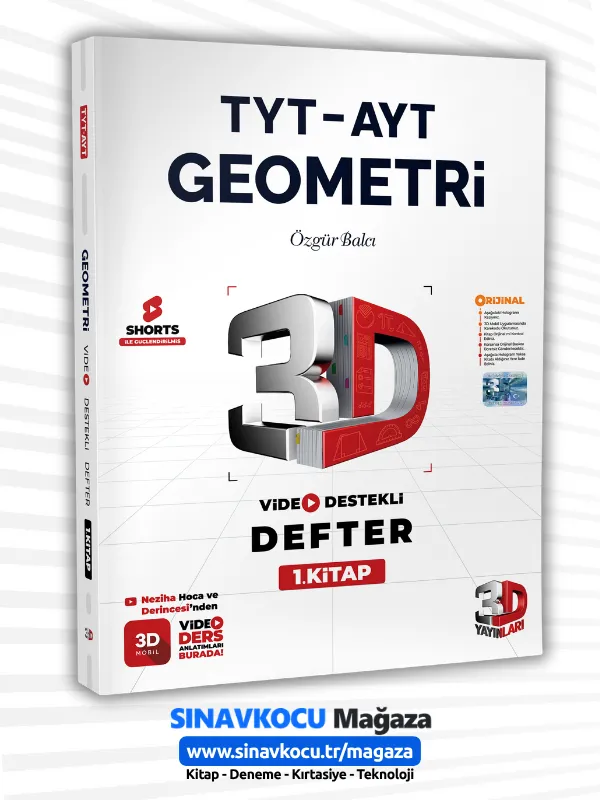 TYT AYT 3D Geometri 1. Kitap Video Destekli Defter