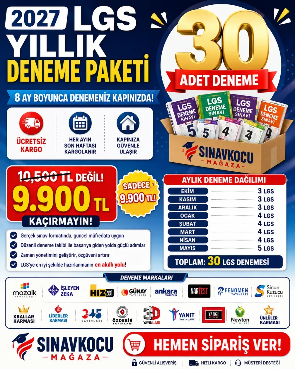 2027 LGS YILLIK 30 ADET DENEME PAKETİ