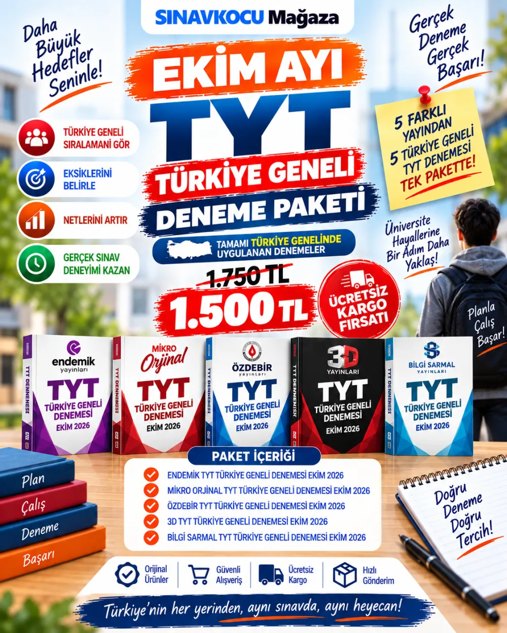 EKİM AYI TYT TÜRKİYE GENELİ DENEME PAKETİ